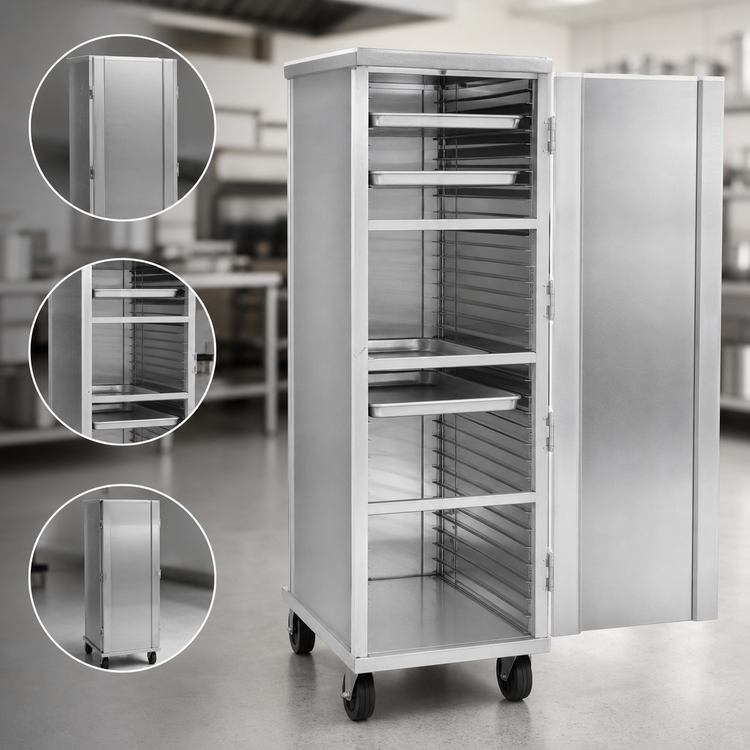 Product image #3 for Lifetime Series Enclosed Heavy-Duty Aluminum Pan Rack with Casters, 38-Pan Capacity