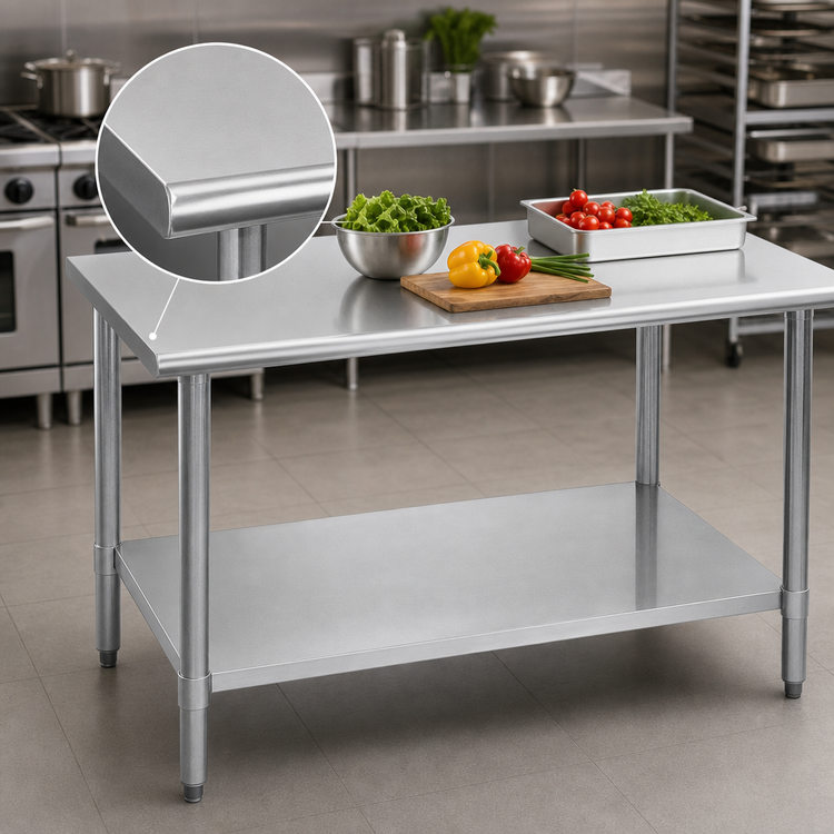 Product image #3 for Eagle Group Deluxe Series Stainless Steel Work Table with Galvanized Undershelf, 84 x 36 Inches
