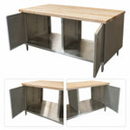 Thumbnail image #3 for BK Resources CMT-3072HL2 72-Inch Dual-Access Chef Table with 1-3/4-Inch Hard Maple Top and Locking Cabinet Base