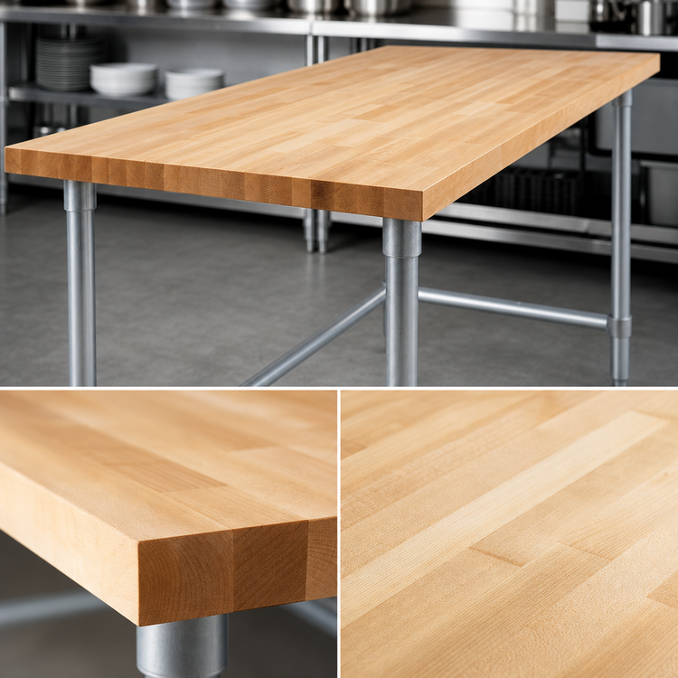 Product image #3 for John Boos JNB04 72-Inch x 24-Inch Edge Grain Wood Top Work Table with Galvanized Base