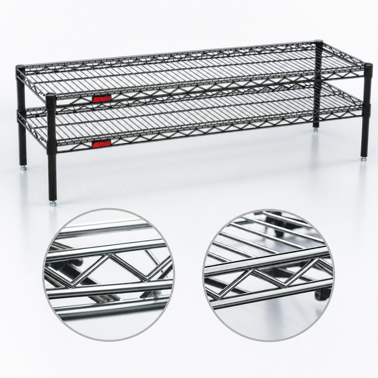 Product image #3 for Eagle QuadTruss 2-Tier Chrome Front Case Merchandise Wire Shelving Unit, 54 x 14 x 14 Inches