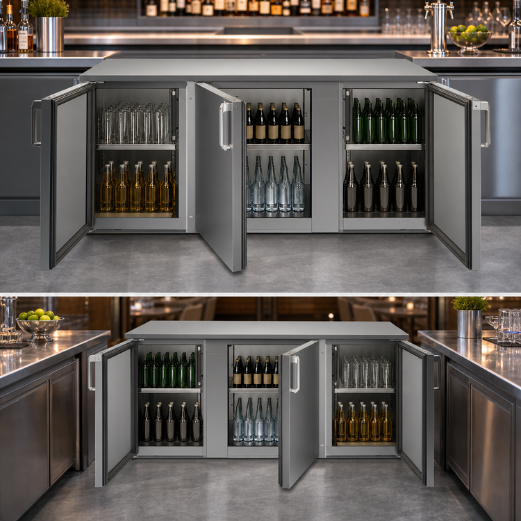 Product image #3 for Glastender CP1RB60 6-Door Pass-Thru Back Bar Cooler, 60-Inch, 3-Section, Remote Refrigeration