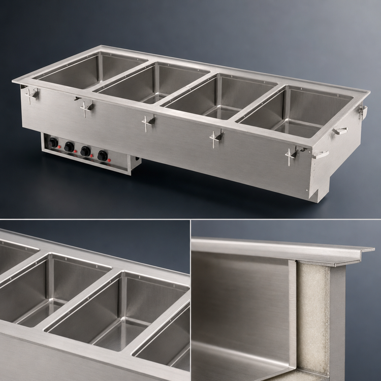 Product image #3 for Vollrath 4-Well Drop-In Electric Hot Food Well with Thermostatic Controls, Manifold Drain, Wet Operation, 240V