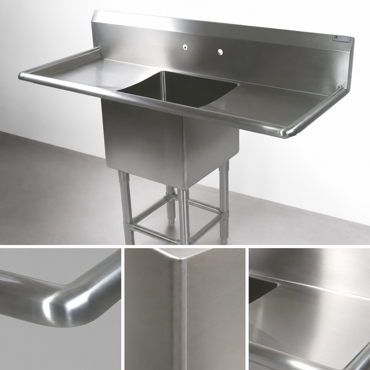 Product image #3 for John Boos Pro-Bowl 1-Compartment Stainless Steel Sink with Left & Right Drainboards