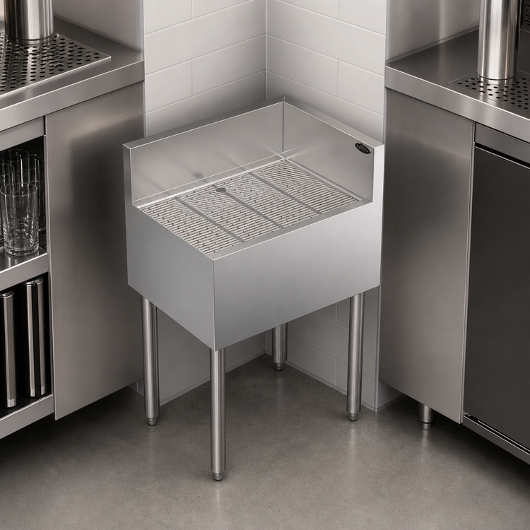 Product image #3 for Krowne Royal Series Freestanding Underbar Corner Drainboard, Right End Return, 24 x 19 Inches