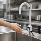 Thumbnail image #3 for T&S Brass equip 5EF-1D-DG-VF05 Low-Lead Touchless Electronic Sensor Faucet, Deck-Mount, Single-Hole, Rigid Gooseneck, 0.5 GPM, Chrome-Plated Brass