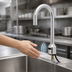 Thumbnail image #3 for Low-Lead Touchless Electronic Sensor Faucet, Deck Mount, Single-Hole, Rigid Gooseneck, 0.5 GPM, Chrome-Plated Brass