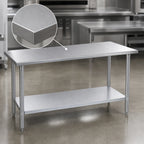 Thumbnail image #3 for Duke Manufacturing 316-36120 Stainless Steel Work Table, 120"W x 36"D x 36"H, 16-Gauge 300 Series Top, Flat Top, Galvanized Undershelf