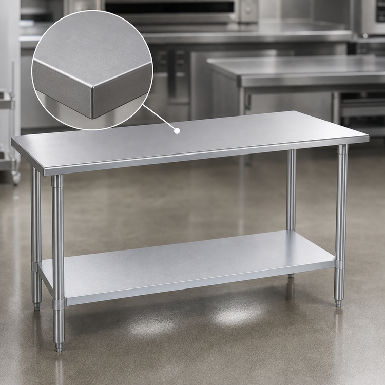 Product image #3 for Duke Stainless Steel Work Table with Galvanized Undershelf, 120-Inch Long x 36-Inch Deep