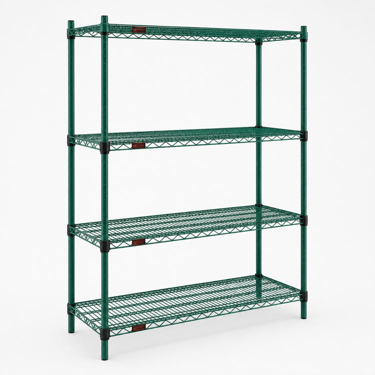 Product image #3 for Eagle Valu-Gard Quad-Adjust 4-Tier Stationary Wire Shelving Starter Unit, 60-Inch W x 24-Inch D x 74-Inch H