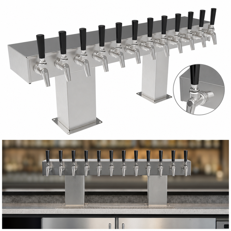 Product image #3 for Perlick 8-Faucet Air-Cooled Bridge Tee Draft Beer Tower
