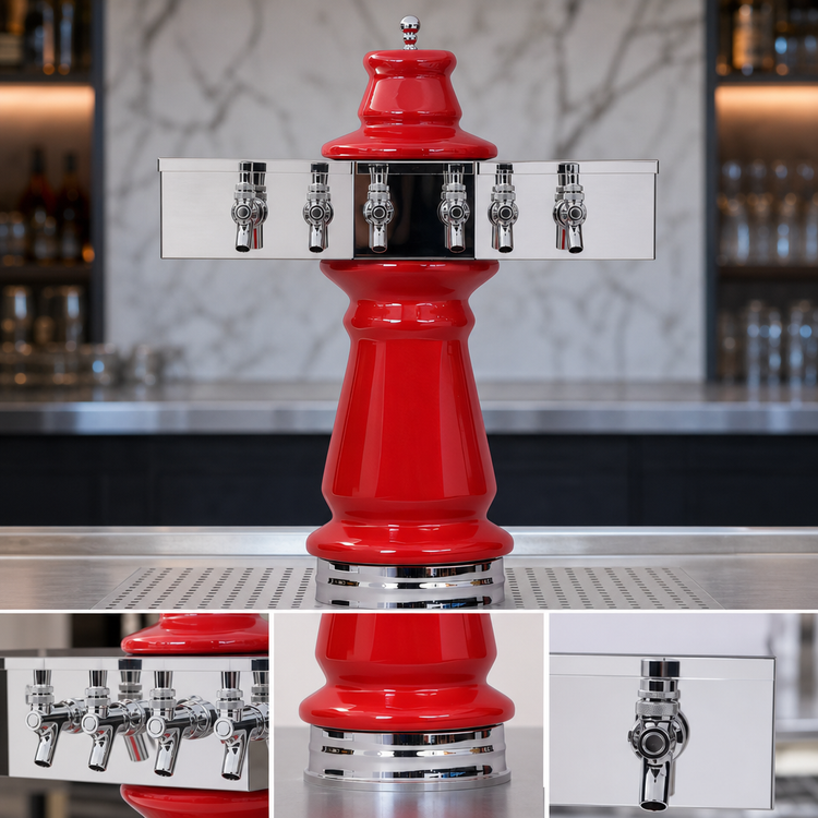 Product image #3 for Glastender Vienna 4-Faucet Air-Cooled Draft Dispensing Tower, Mirror Finish