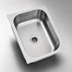 Thumbnail image #3 for Eagle Group FDI-12-14-9.5-1 Welded-In One-Compartment Sink, 12 x 14 x 9-1/2 Inch Bowl, 20-Gauge 304 Stainless Steel, Basket Drain