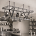 Thumbnail image #3 for Eagle Group 76-Inch Ceiling-Mounted Triple-Bar Aluminum Pot Rack with 21 Double-Pronged Hooks