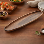Thumbnail image #5 for American Metalcraft AWLP Large Oblong Acacia Wood Boat-Style Serving Platter Case of 6