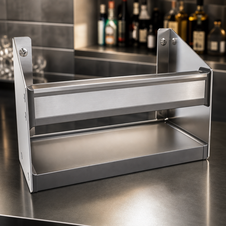 Product image #3 for Glastender 12-Inch Single Stainless Steel Speed Rail with PVC Sound-Deadening Covers