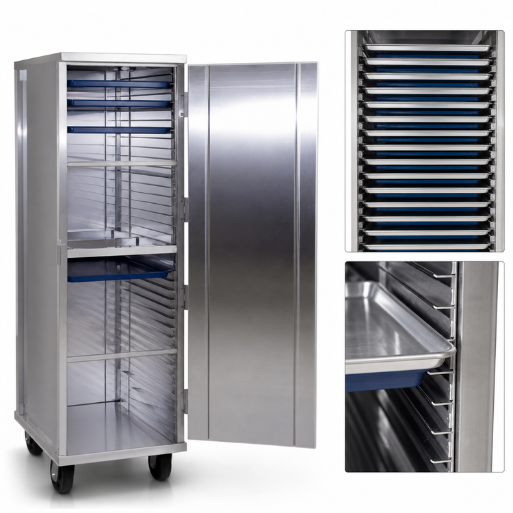 Product image #3 for New Age Mobile Full-Height Front-Loading Enclosed Aluminum Pan Rack for 38 18" x 26" Pans