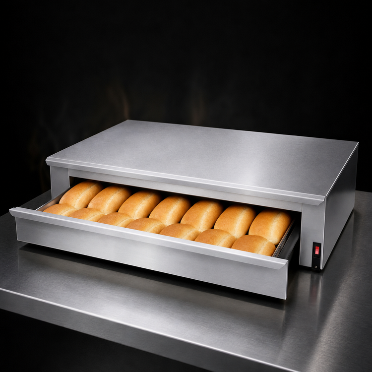 Product image #3 for APW Wyott Dry Freestanding Hot Dog Bun Warmer with Removable Drawer, 24 Bun Capacity