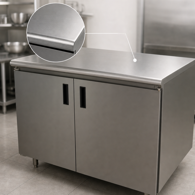 Product image #3 for Advance Tabco Special Value Series 60-Inch x 24-Inch Enclosed Work Table with Cabinet Base, Hinged Doors, and 16-Gauge 304 Stainless Steel Top
