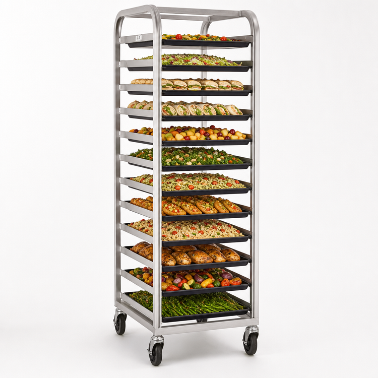 Product image #3 for New Age Mobile End-Loading Open-Sided Aluminum Platter Rack, 12-Platter Capacity