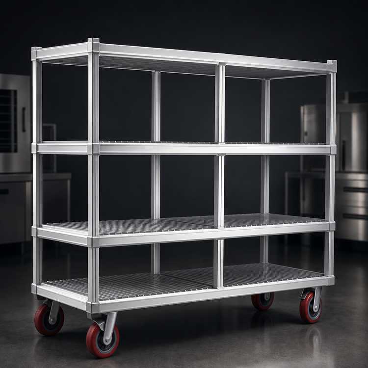 Product image #3 for Channel Manufacturing FTDR-3 Mobile Aluminum Tray Drying Rack, 3-Tier, 40 Slots Per Shelf