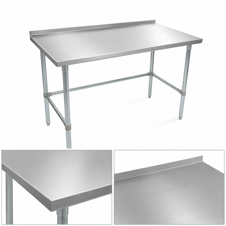 Product image #3 for John Boos Stallion 48" x 24" 14-Gauge 300-Series Stainless Steel Work Table with 1-1/2" Rear Up-Turn