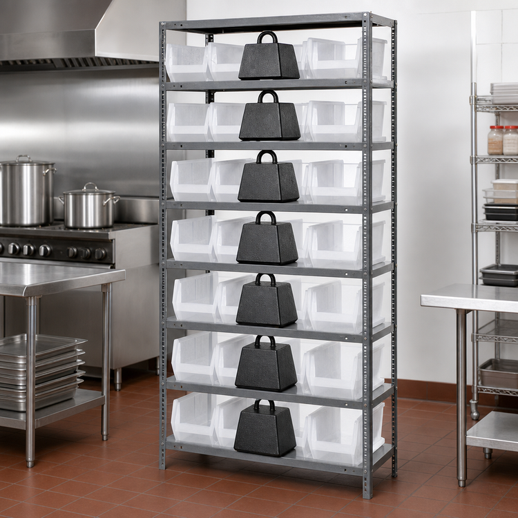 Product image #3 for Quantum Heavy-Duty Stationary Wire Shelving Unit with 8 Shelves and 28 Clear Bins, 36 x 24 x 75 Inches