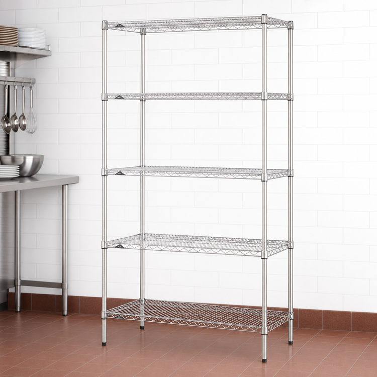Product image #3 for Metro Super Erecta 42" W x 24" D x 74" H 5-Shelf Chrome-Plated Stationary Wire Starter Shelving Unit