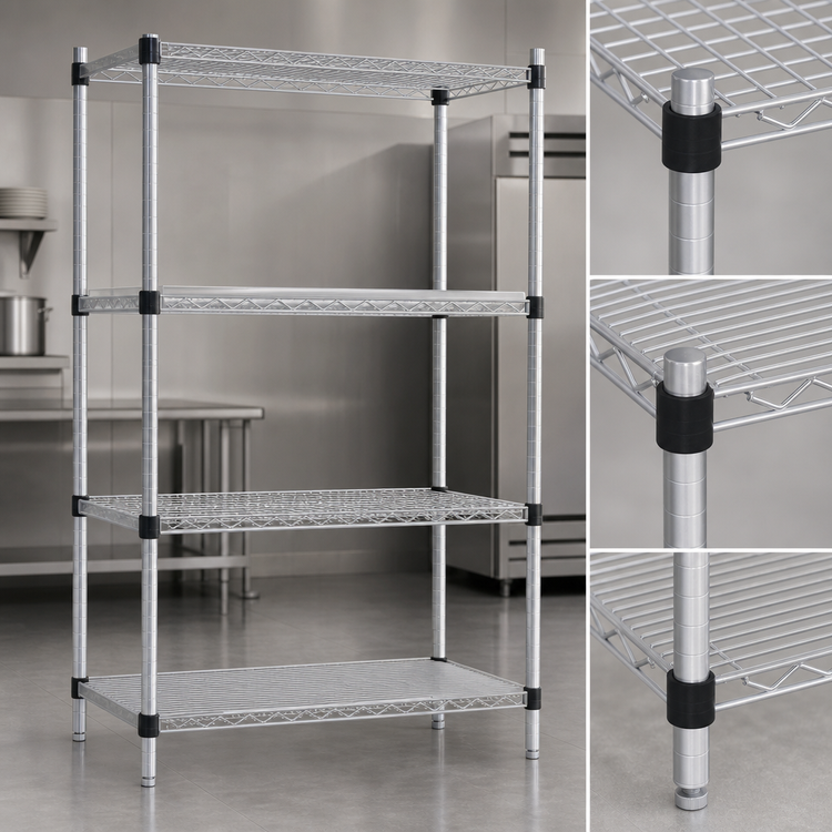 Product image #3 for EAGLEbrite Quad-Adjust Stationary 4-Tier Starter Wire Shelving Unit, 36-Inch W x 24-Inch D x 74-Inch H, Zinc Finish