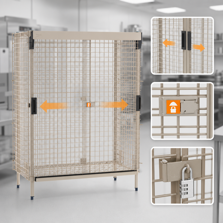 Product image #3 for MetroMax Stationary Security Cage with Sliding Doors, 24 x 48 Shelf Capacity