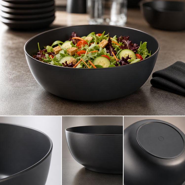 Product image #4 for American Metalcraft Ani 169 oz. Round Black Melamine Serving Bowl