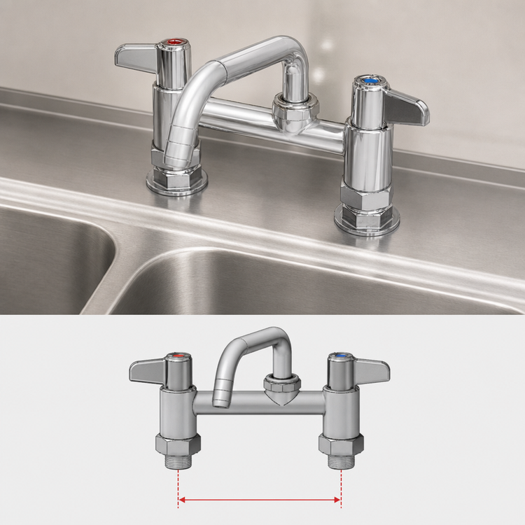 Product image #3 for equip 4-Inch Centers Deck Mount Mixing Faucet with 6-Inch Swing Nozzle