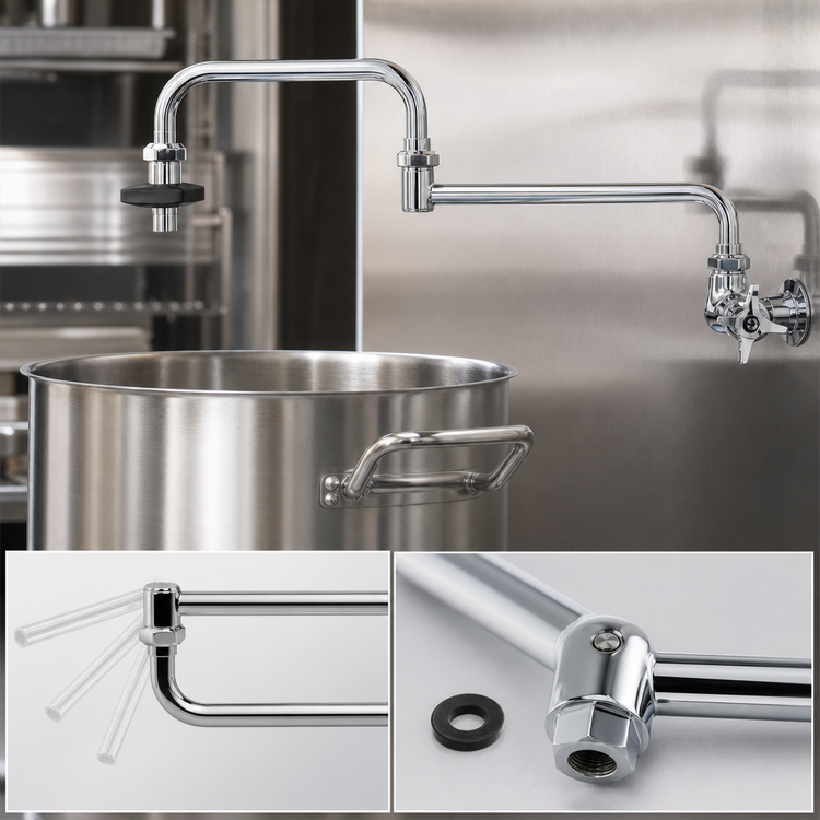 Product image #3 for T&S Brass Wall-Mount Pot & Kettle Filler Faucet with 18-Inch Double-Jointed Nozzle