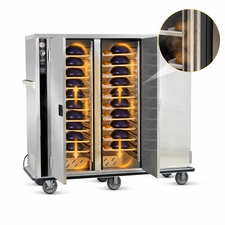 Product image #3 for Heated 3-Door Insulated Tray Delivery Cart with Humi-Temp Heat System and 33 Pair Fixed Slides