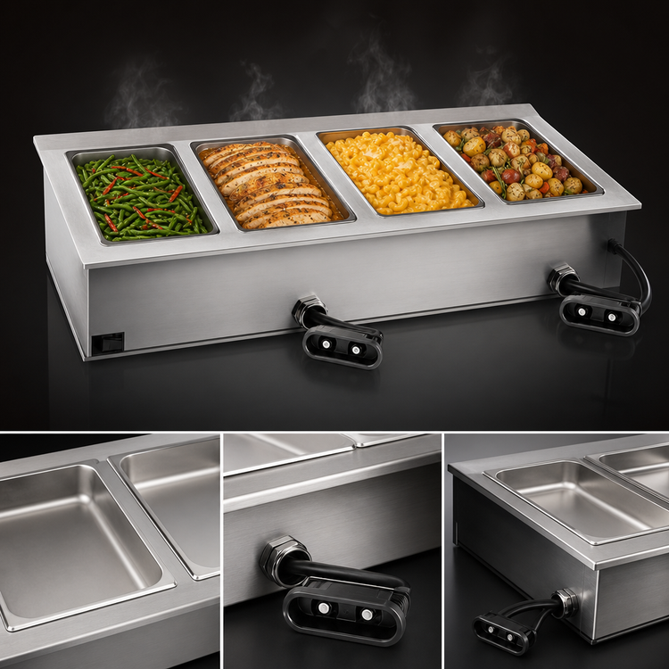 Product image #3 for Eagle Group Four-Well Electric Drop-In Hot Food Well Unit, Dry Operation, 240V
