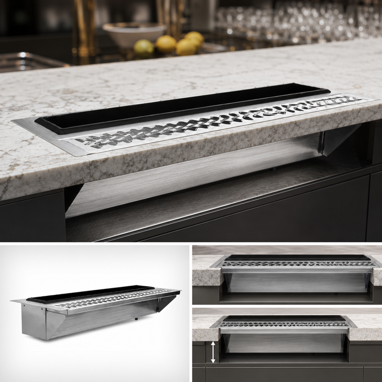 Product image #3 for Glastender DI-MDR36 36 Inch Drop-In Stainless Steel Mixology Well and Drink Rail