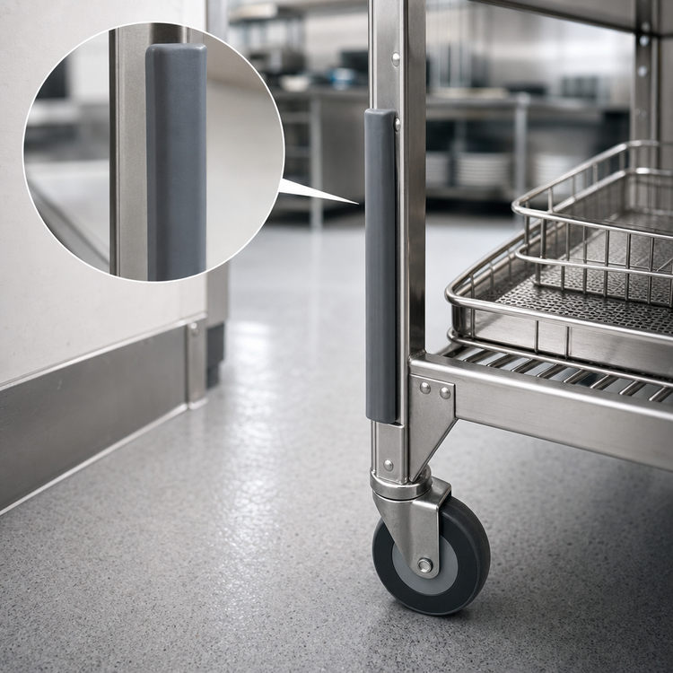 Product image #3 for Cres Cor Vertical Rack Post Bumpers for Pot Racks and Prep Tables, Non-Marking Gray Rubber