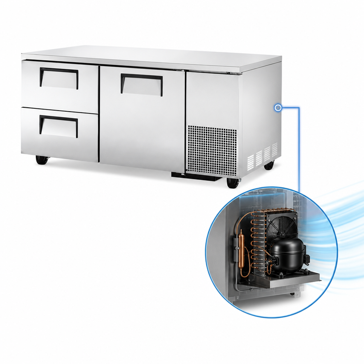 Product image #3 for True TUC-67D-2-HC 67-Inch Deep Undercounter Refrigerator with 1 Door and 2 Drawers