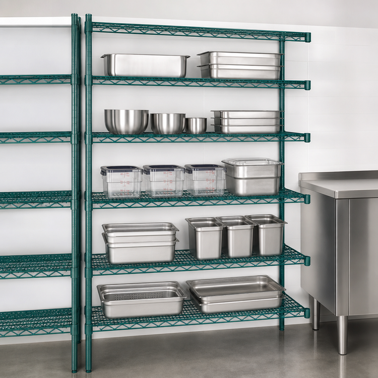 Product image #3 for Eagle Group Valu-Gard 5-Tier Add-On Wire Shelving Unit with QuadTruss Shelves, 36 x 18 x 74 Inches, Green Epoxy