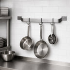 Thumbnail image #3 for Eagle Group SBPR-36-S 36-Inch Wall-Mount Single-Bar Stainless Steel Pot Rack with 3 Double-Prong Hooks
