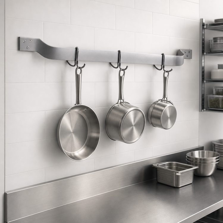 Product image #3 for Eagle Group 108-Inch Single Bar Wall-Mount Aluminum Pot Rack