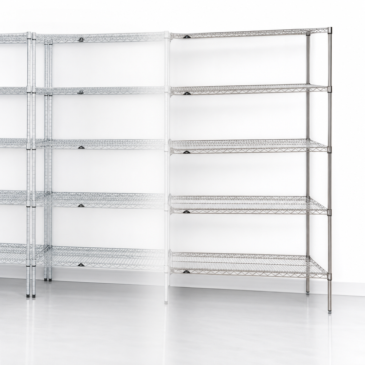 Product image #3 for Metro Super Erecta Add-On Wire Shelving Unit, 42W x 21D x 74H, 5 Shelves, Chrome Plated