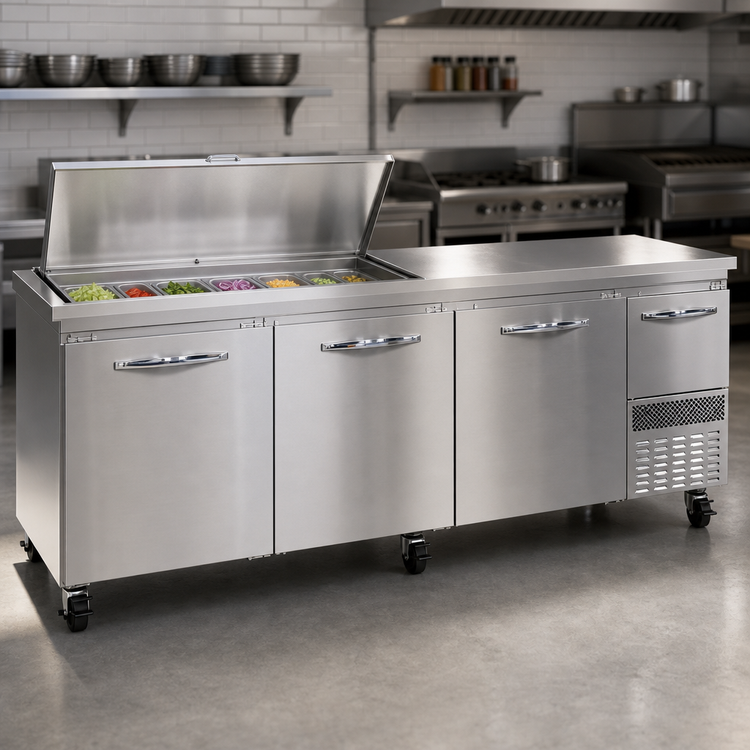 Product image #3 for Continental Refrigerator RA93N18M 93" Three-Door Refrigerated Base Sandwich Prep Table