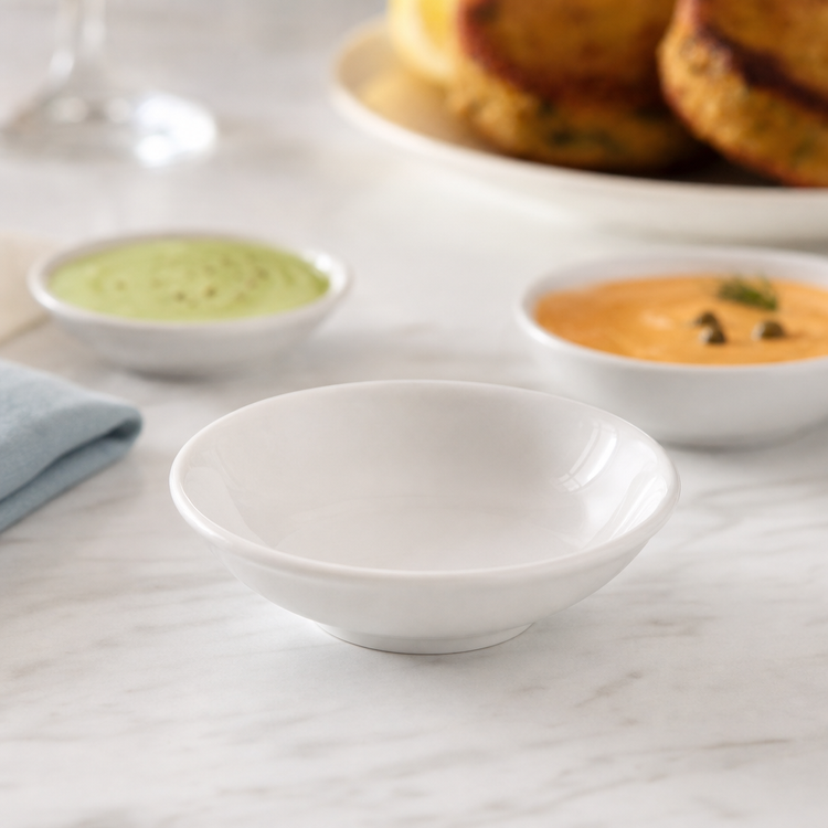 Product image #3 for American Metalcraft Round Porcelain Sauce Cup, 1-1/2 oz., 3-Inch Diameter, White