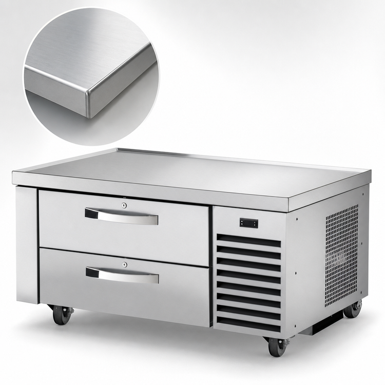 Product image #3 for True 48-3/8" 2-Drawer Refrigerated Chef Base with Stainless Steel Top, R290, 4-Inch Casters
