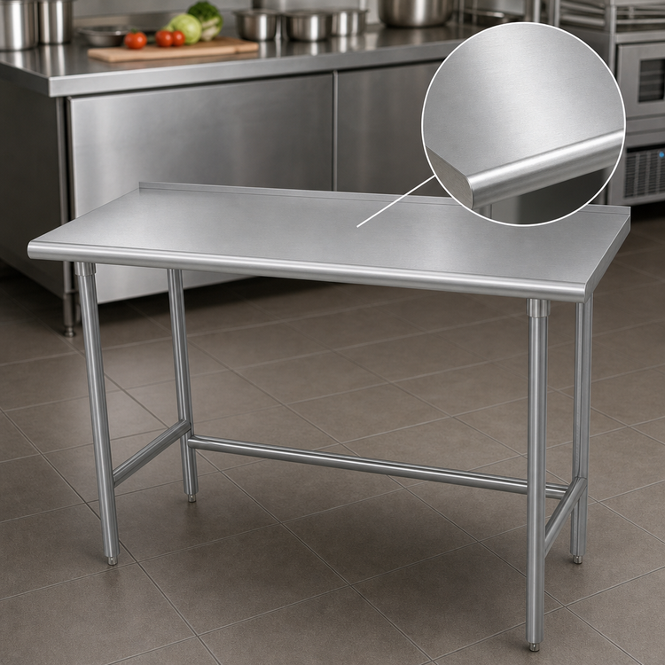 Product image #3 for Advance Tabco 120-Inch x 30-Inch 16-Gauge 430 Stainless Steel Work Table with Rear Up-Turn