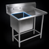 Thumbnail image #3 for John Boos Pro-Bowl 1-Compartment 14 Gauge 300 Series Stainless Steel Sink with Right Drainboard, 58-3/16 Inch Wide