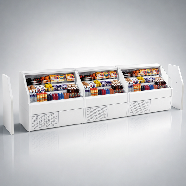 Product image #3 for Howard-McCray Ovation Series 75" W x 44" H Self-Contained Curved Open Merchandiser with LED Lighting, White