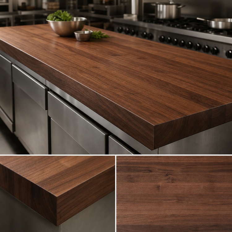 Product image #3 for Boos Block American Black Walnut Edge Grain Kitchen Countertop, 132 x 42 x 2-1/4 Inches, Flat, No Backsplash