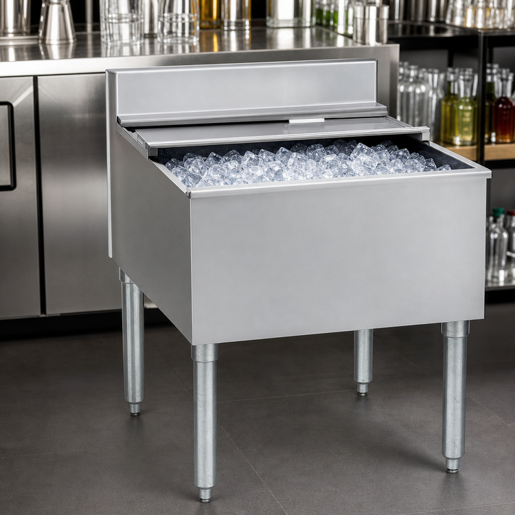 Product image #3 for Eagle Group 2200 Series 24" x 24" Underbar Ice Bin/Cocktail Unit with Sliding Cover, 63 lb Capacity